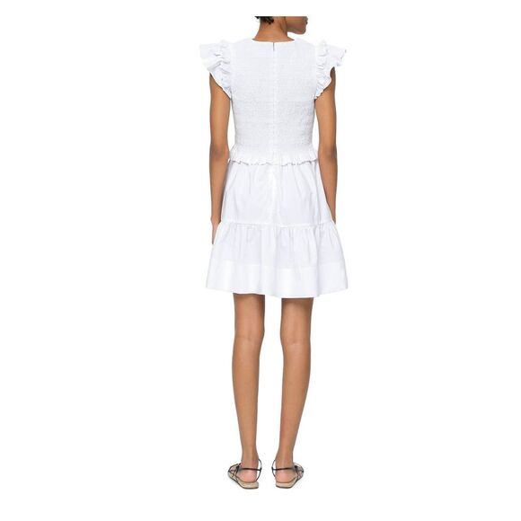 SEA Womens White Unlined Flutter Sleeve Above The Knee Fit + Flare Dress 4 - Picture 2 of 3